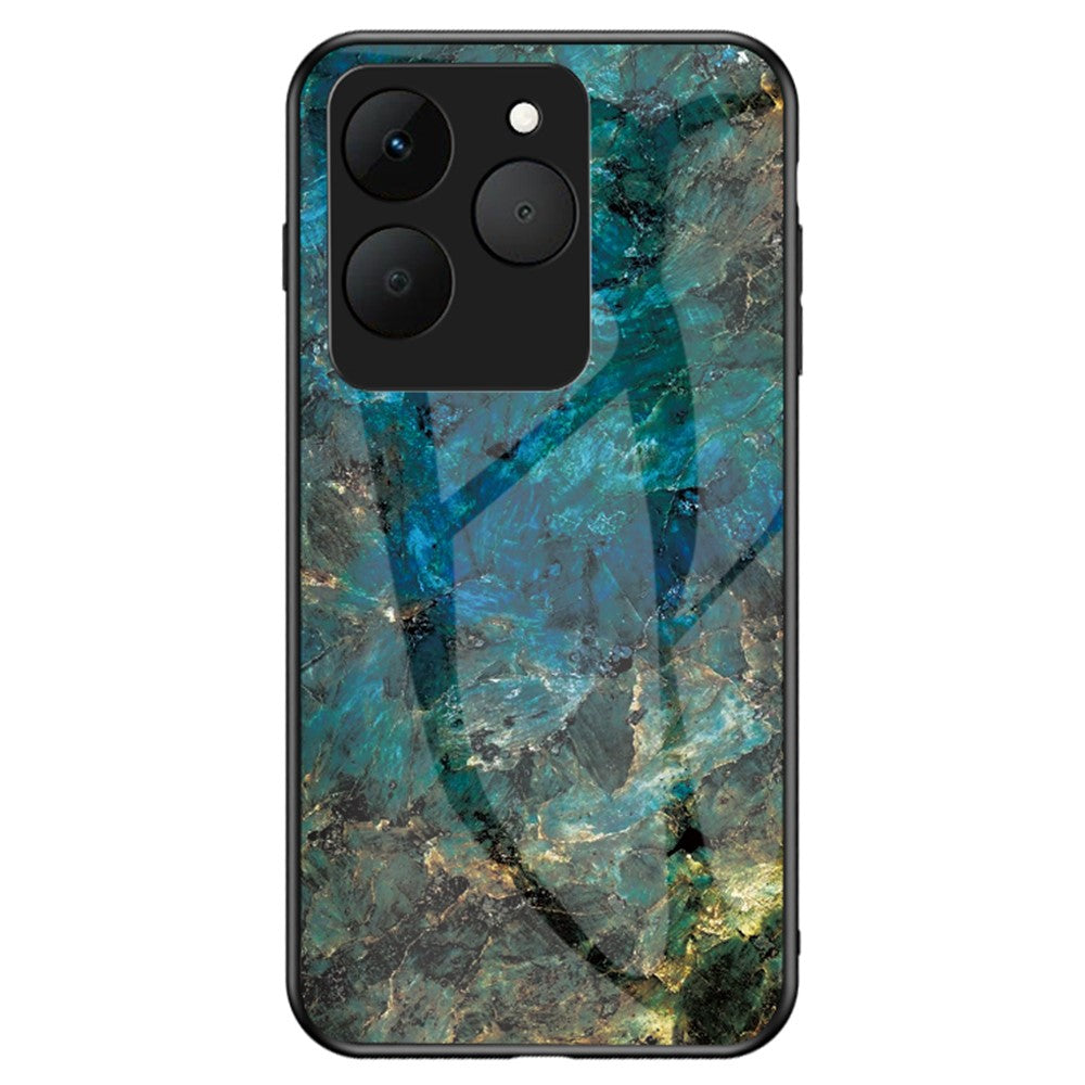 For Realme 15T 5G Case Marble Pattern Tempered Glass + PC + TPU Protective Phone Cover