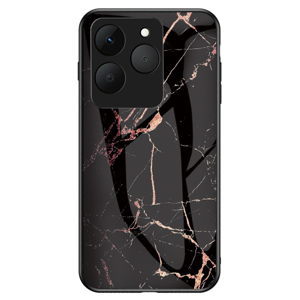 For Realme 15T 5G Case Marble Pattern Tempered Glass + PC + TPU Protective Phone Cover