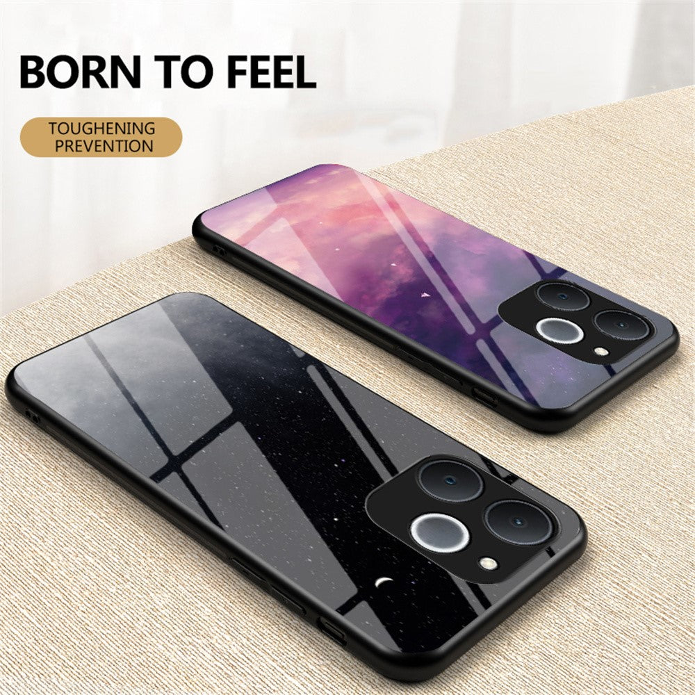 For Realme C71 4G  /  Note 70 4G Case Starry Sky Pattern Tempered Glass Phone Cover