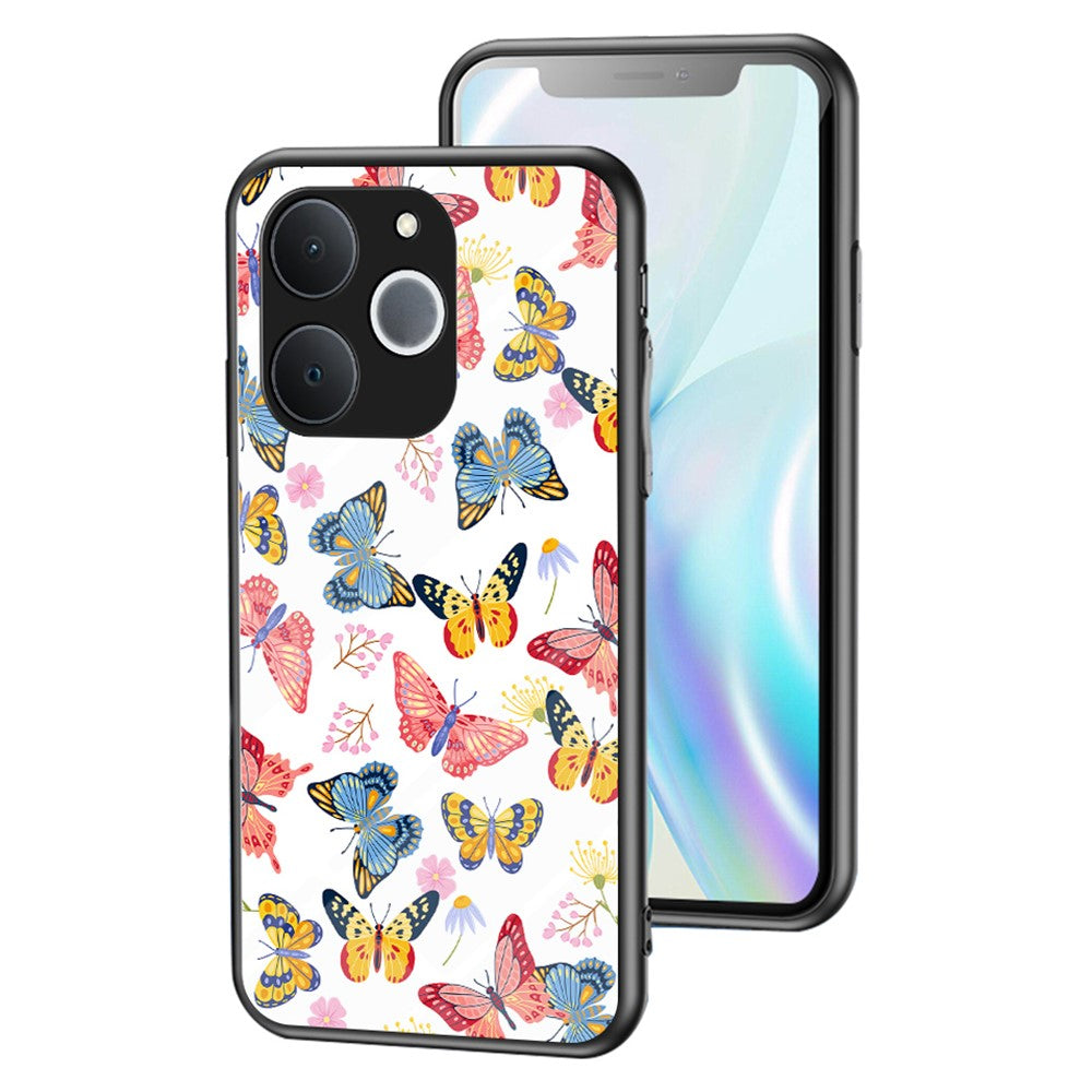For Realme C71 4G  /  Note 70 4G Case Butterfly Pattern TPU + Tempered Glass Protective Phone Cover