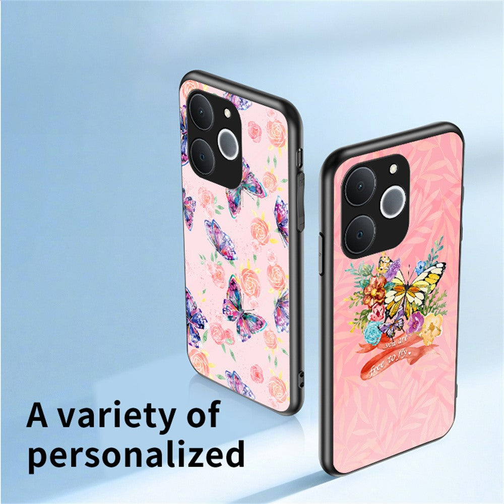 For Realme C71 4G  /  Note 70 4G Case Butterfly Pattern TPU + Tempered Glass Protective Phone Cover