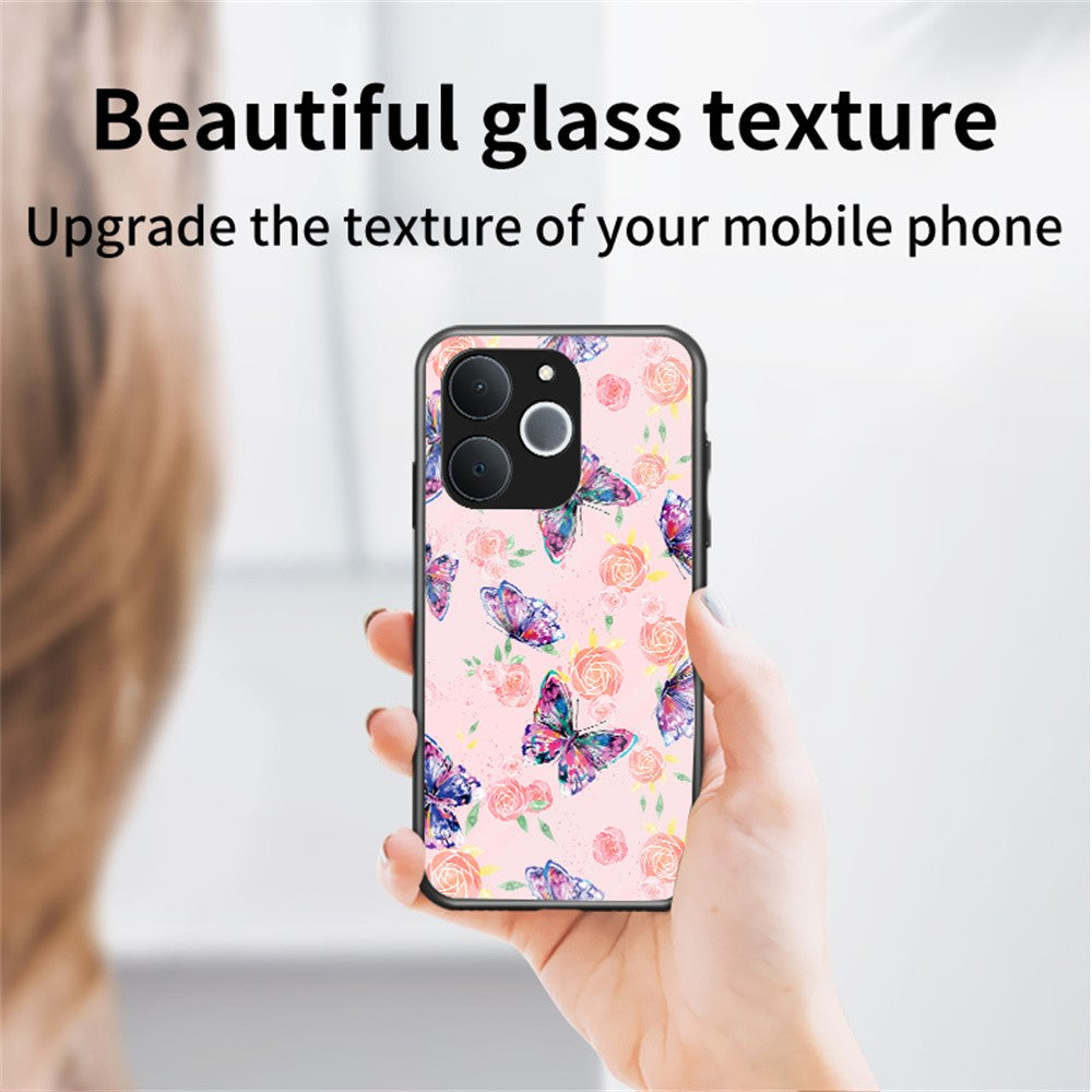 For Realme C71 4G  /  Note 70 4G Case Butterfly Pattern TPU + Tempered Glass Protective Phone Cover