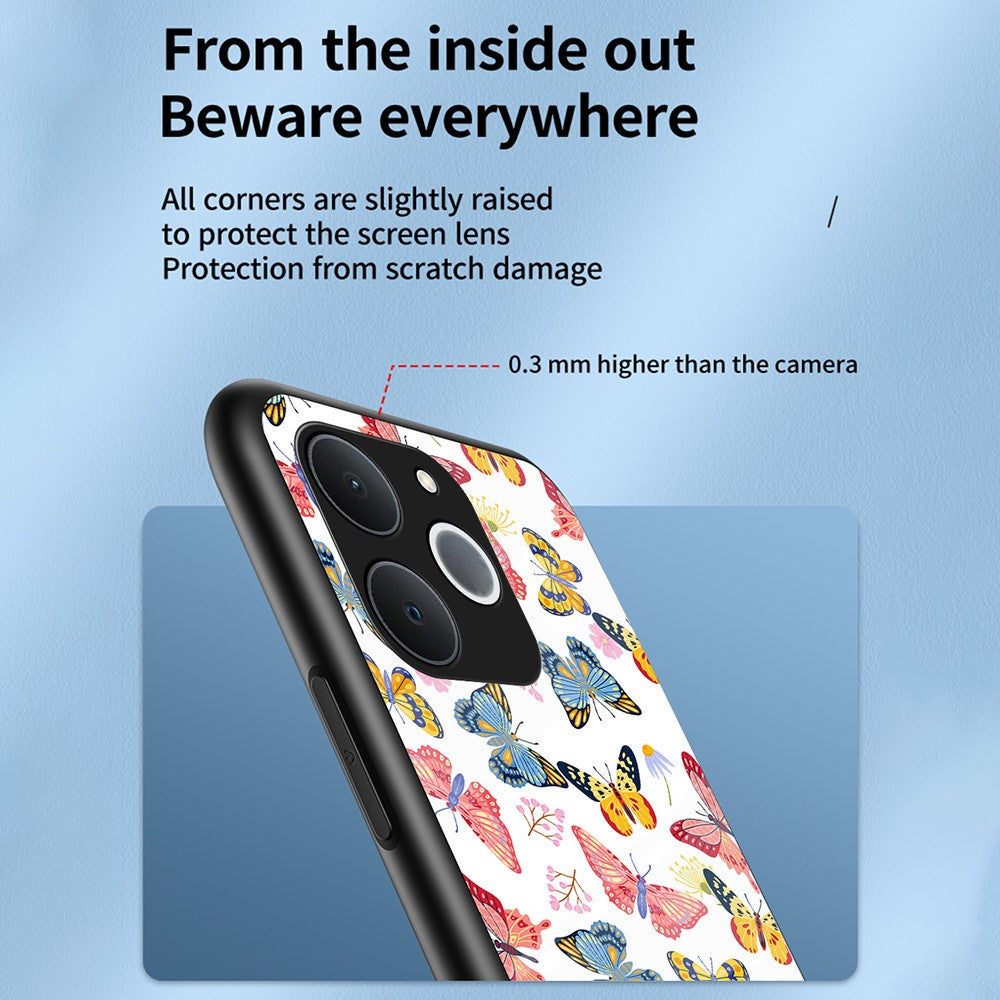 For Realme C71 4G  /  Note 70 4G Case Butterfly Pattern TPU + Tempered Glass Protective Phone Cover
