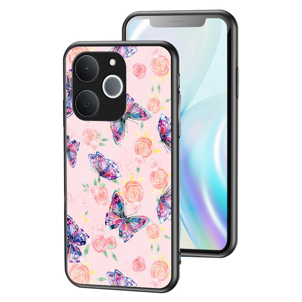 For Realme C71 4G  /  Note 70 4G Case Butterfly Pattern TPU + Tempered Glass Protective Phone Cover