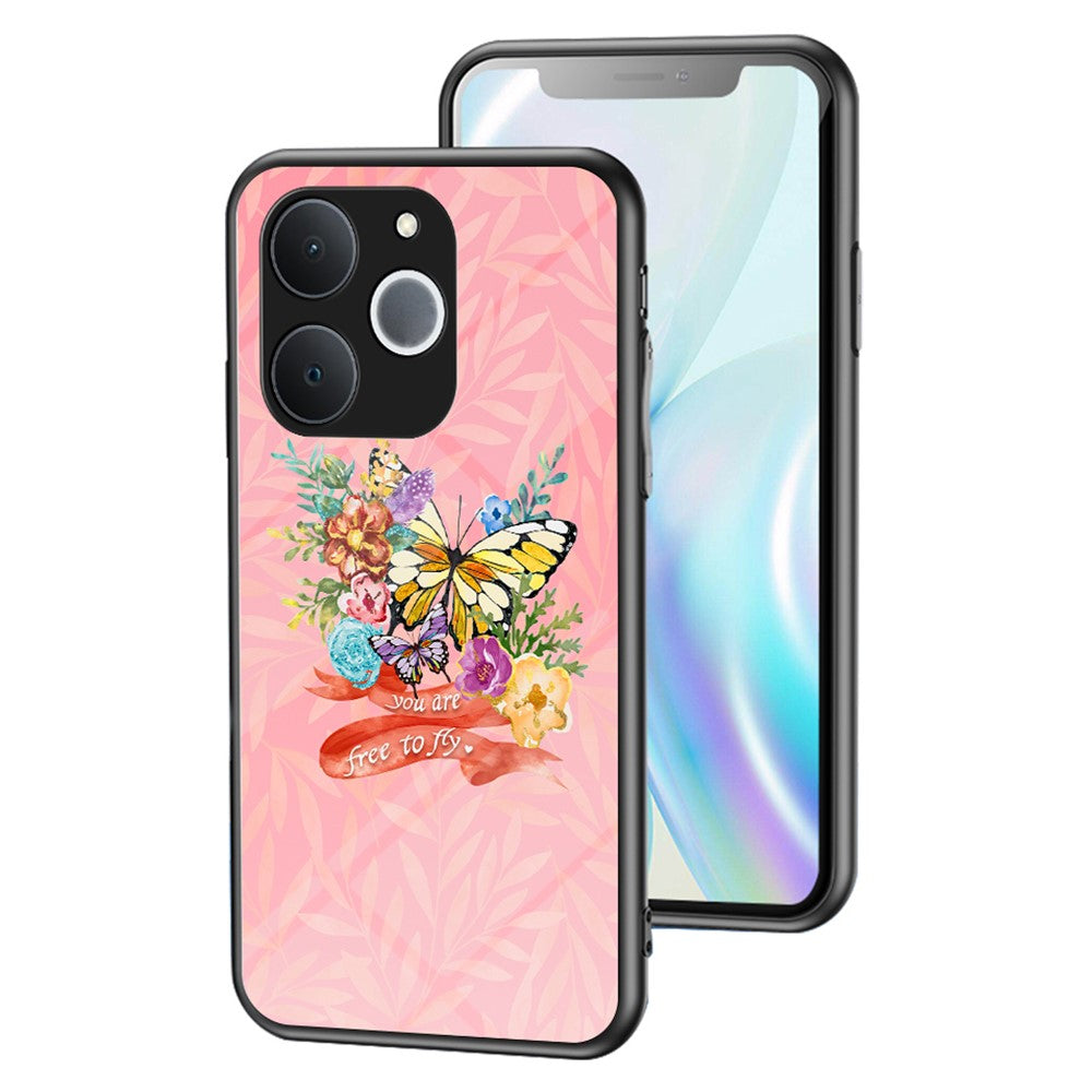 For Realme C71 4G  /  Note 70 4G Case Butterfly Pattern TPU + Tempered Glass Protective Phone Cover