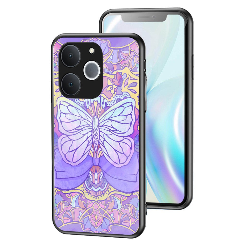 For Realme C71 4G  /  Note 70 4G Case Butterfly Pattern TPU + Tempered Glass Protective Phone Cover