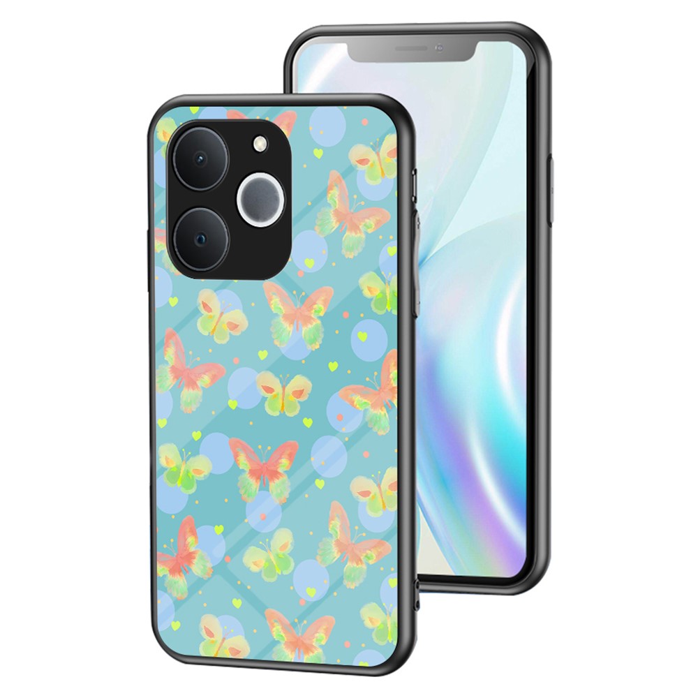 For Realme C71 4G  /  Note 70 4G Case Butterfly Pattern TPU + Tempered Glass Protective Phone Cover