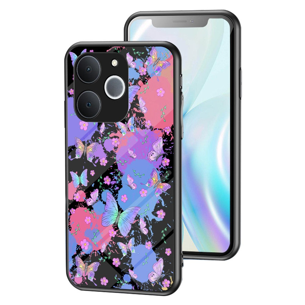 For Realme C71 4G  /  Note 70 4G Case Butterfly Pattern TPU + Tempered Glass Protective Phone Cover