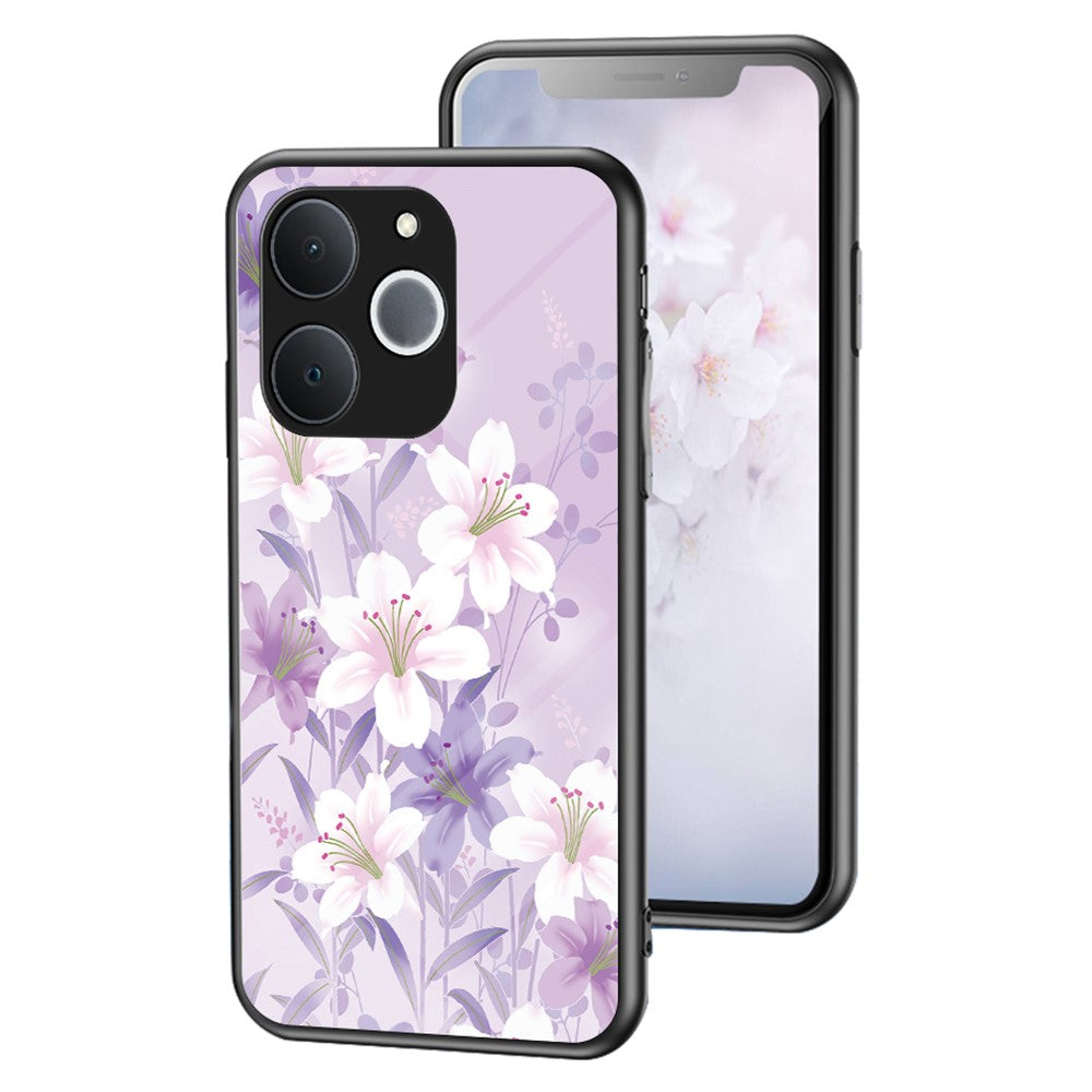 For Realme C71 4G  /  Note 70 4G Case Floral Pattern TPU + Tempered Glass Protective Phone Cover