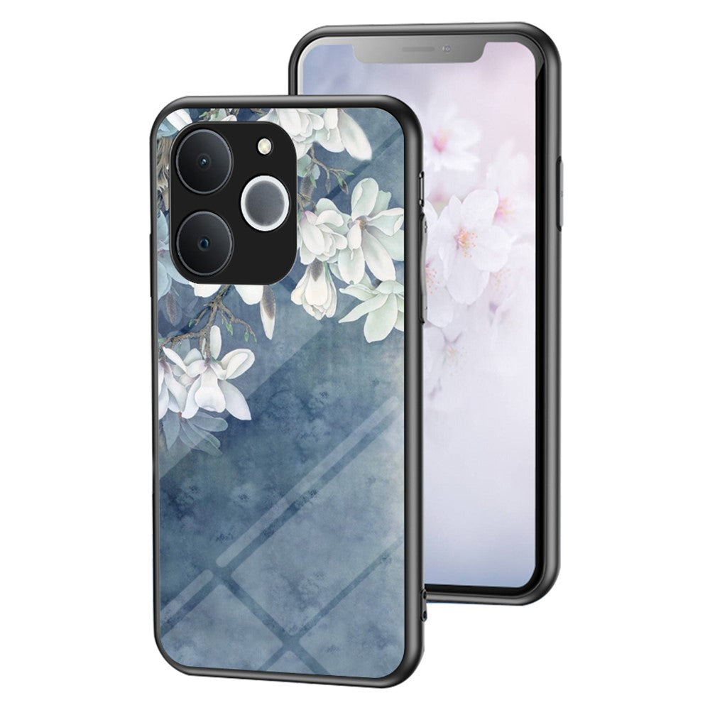 For Realme C71 4G  /  Note 70 4G Case Floral Pattern TPU + Tempered Glass Protective Phone Cover