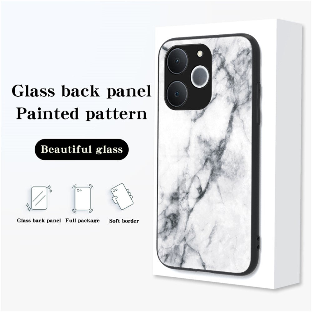 For Realme C71 4G  /  Note 70 4G Case Marble Pattern Tempered Glass + PC + TPU Protective Phone Cover