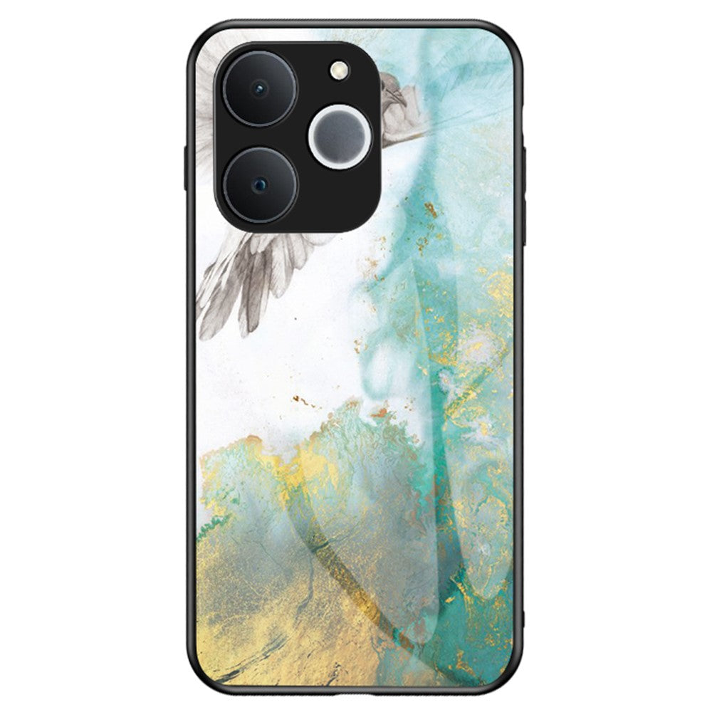 For Realme C71 4G  /  Note 70 4G Case Marble Pattern Tempered Glass + PC + TPU Protective Phone Cover