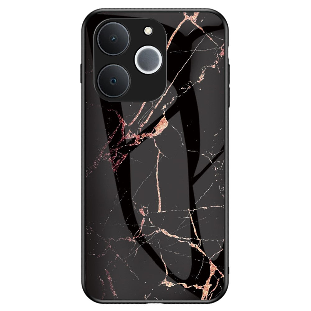 For Realme C71 4G  /  Note 70 4G Case Marble Pattern Tempered Glass + PC + TPU Protective Phone Cover