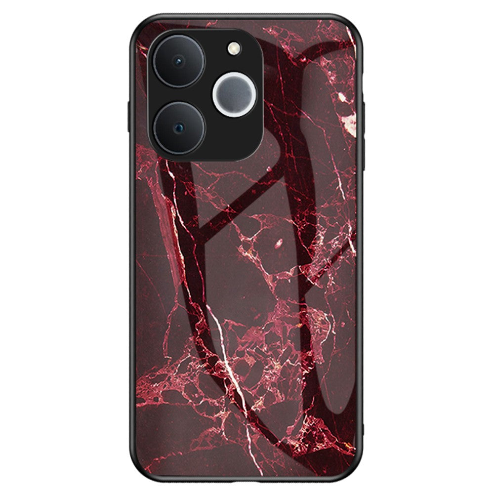 For Realme C71 4G  /  Note 70 4G Case Marble Pattern Tempered Glass + PC + TPU Protective Phone Cover