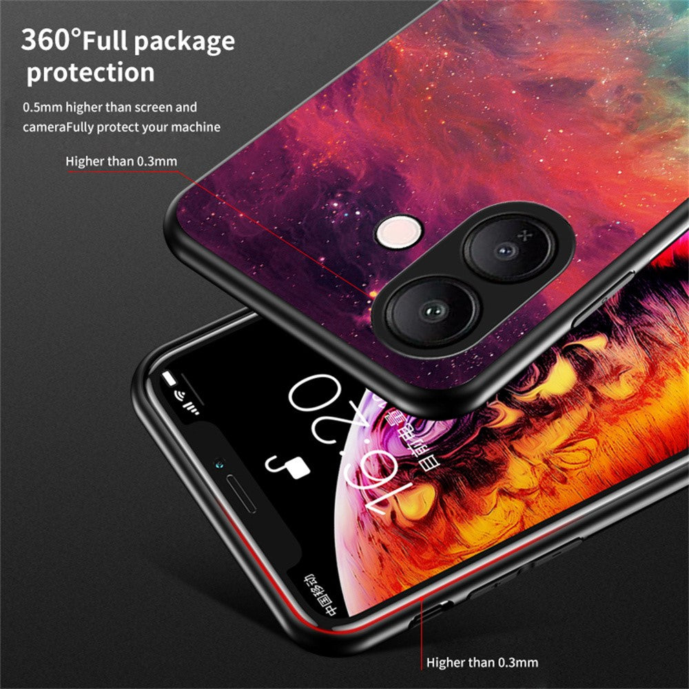 For vivo V60 Lite 5G  /  4G Case Starry Sky Pattern Tempered Glass Phone Cover