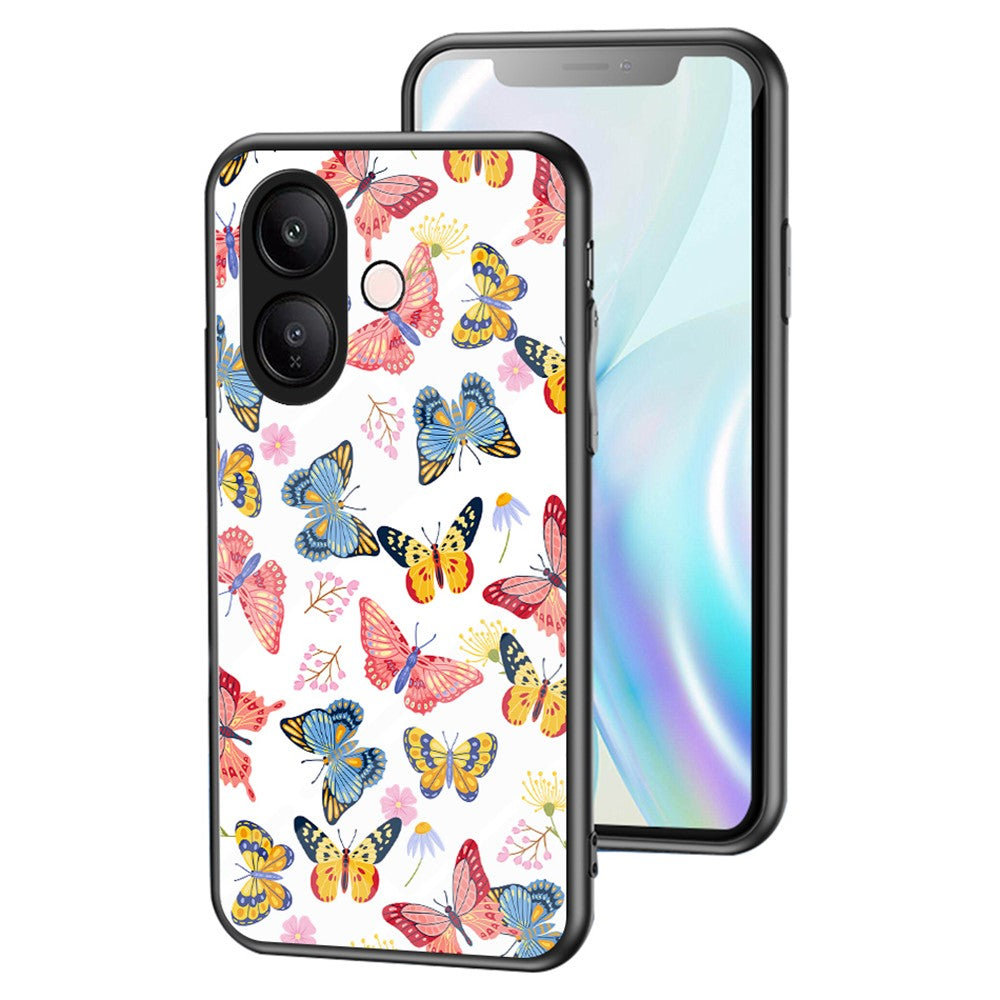 For vivo V60 Lite 5G  /  V60 Lite 4G Case Butterfly Pattern TPU + Tempered Glass Protective Phone Cover
