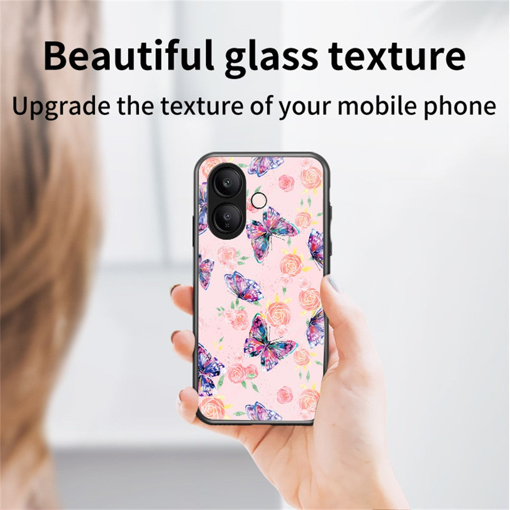 For vivo V60 Lite 5G  /  V60 Lite 4G Case Butterfly Pattern TPU + Tempered Glass Protective Phone Cover
