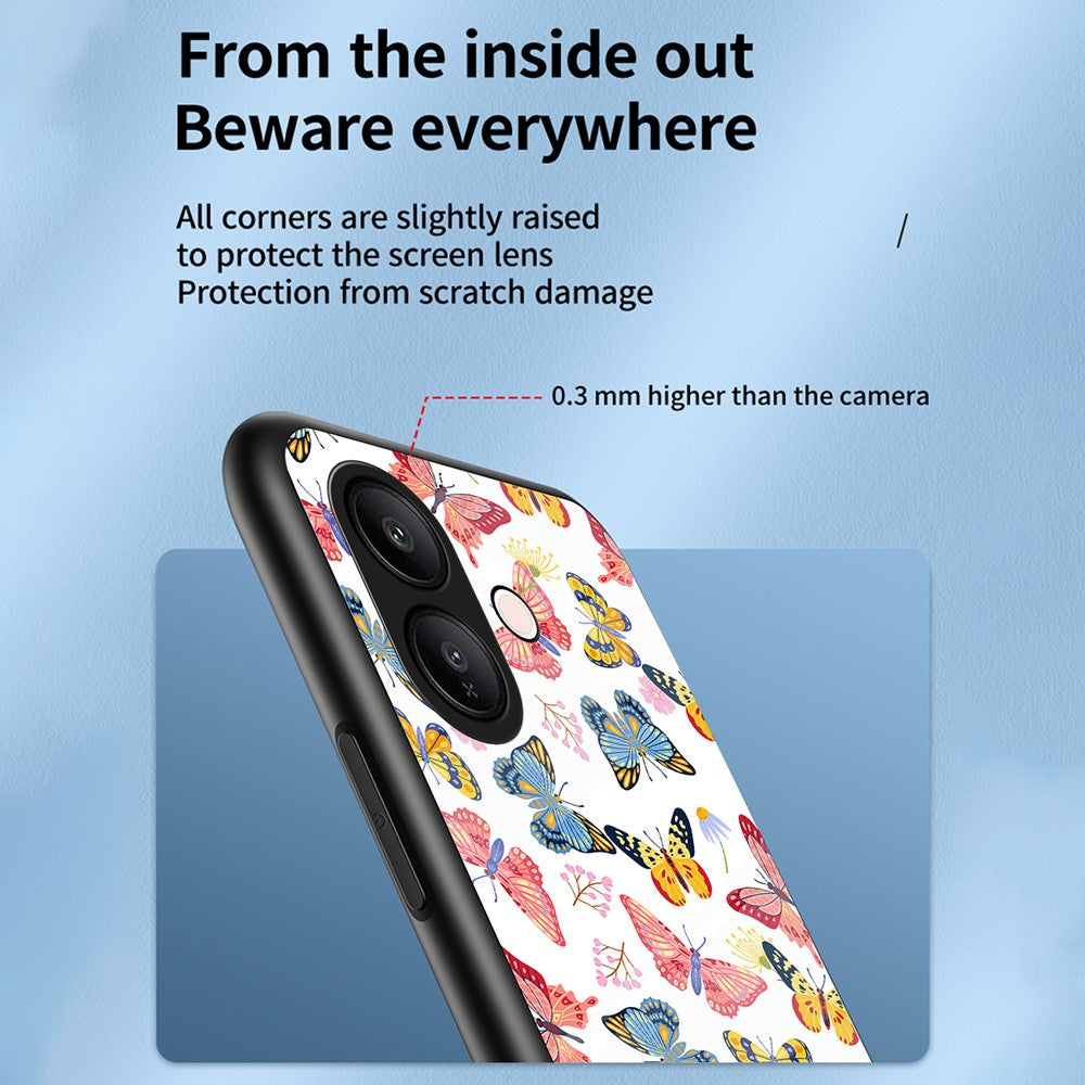 For vivo V60 Lite 5G  /  V60 Lite 4G Case Butterfly Pattern TPU + Tempered Glass Protective Phone Cover