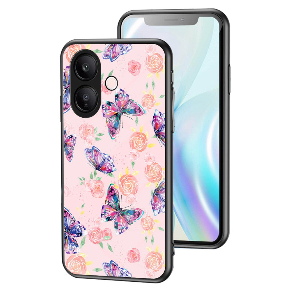 For vivo V60 Lite 5G  /  V60 Lite 4G Case Butterfly Pattern TPU + Tempered Glass Protective Phone Cover