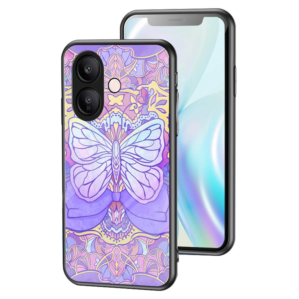 For vivo V60 Lite 5G  /  V60 Lite 4G Case Butterfly Pattern TPU + Tempered Glass Protective Phone Cover