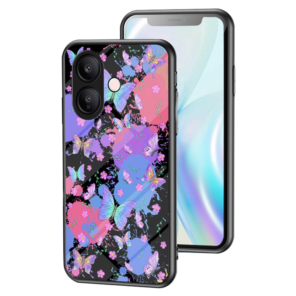 For vivo V60 Lite 5G  /  V60 Lite 4G Case Butterfly Pattern TPU + Tempered Glass Protective Phone Cover