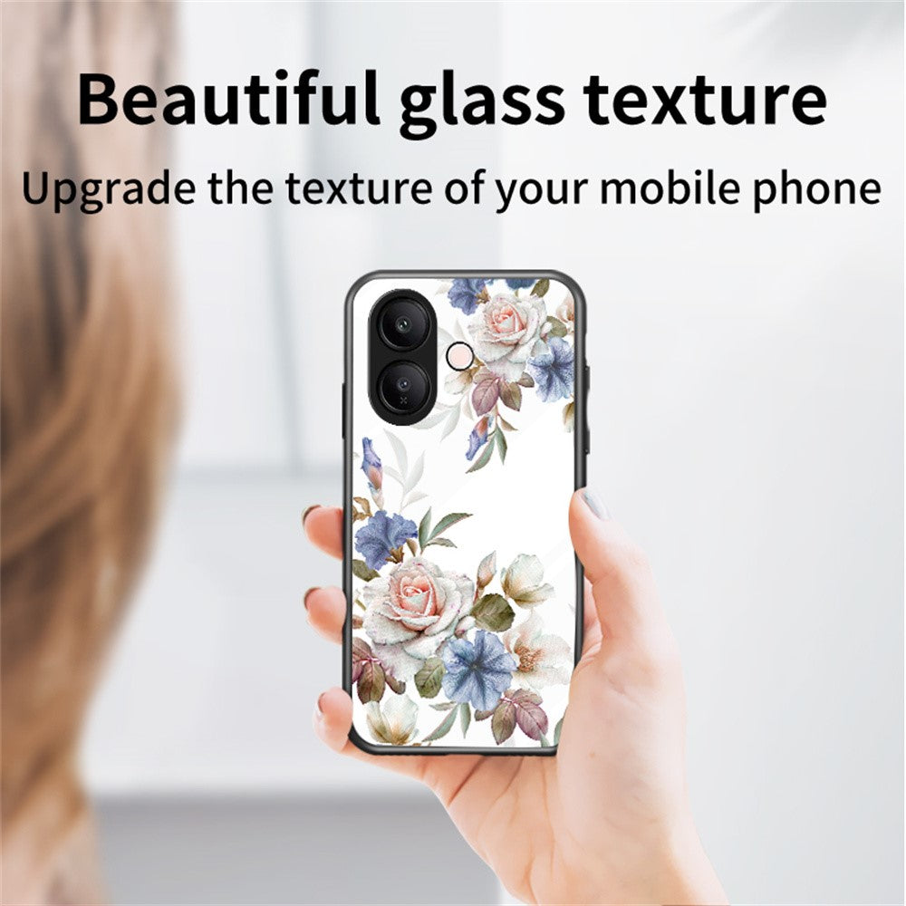 For vivo V60 Lite 5G  /  V60 Lite 4G Case Floral Pattern TPU + Tempered Glass Protective Phone Cover