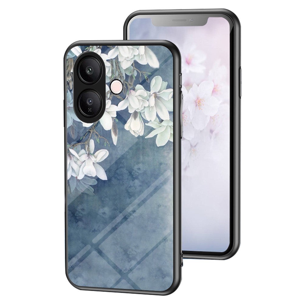 For vivo V60 Lite 5G  /  V60 Lite 4G Case Floral Pattern TPU + Tempered Glass Protective Phone Cover