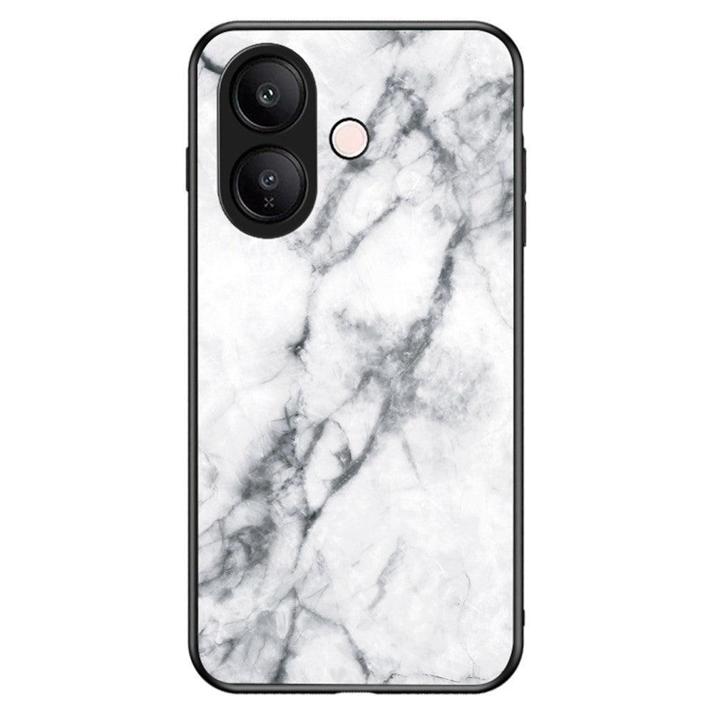 For vivo V60 Lite 5G  /  V60 Lite 4G Case Marble Pattern Tempered Glass + PC + TPU Protective Phone Cover