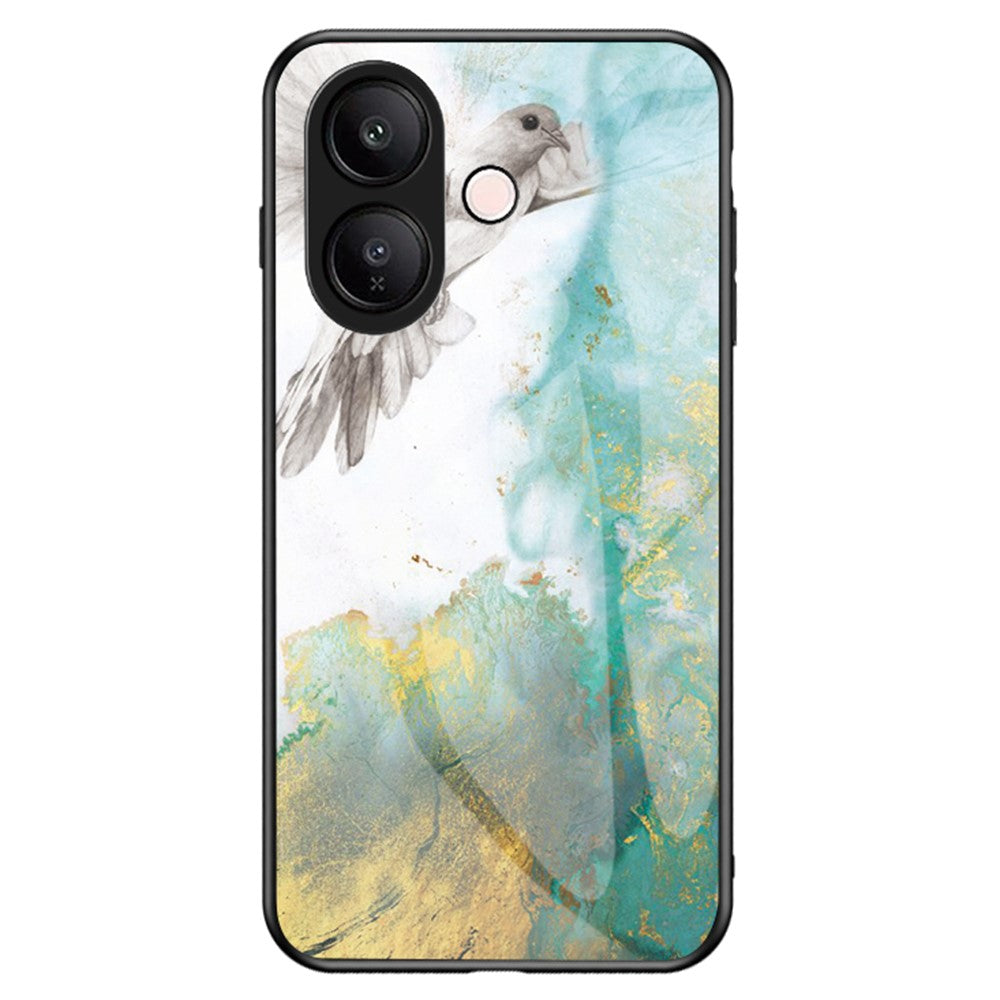 For vivo V60 Lite 5G  /  V60 Lite 4G Case Marble Pattern Tempered Glass + PC + TPU Protective Phone Cover