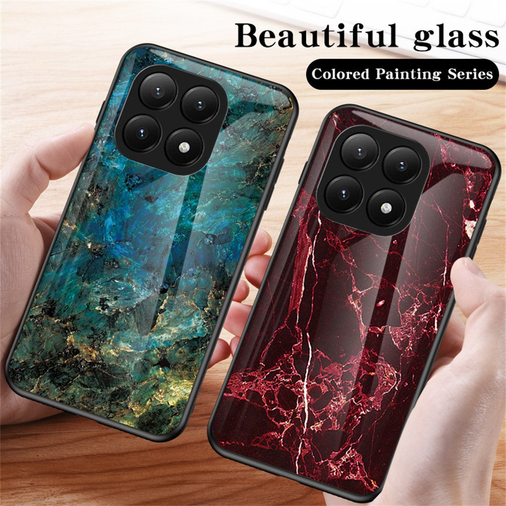 For Xiaomi 15T Case Marble Pattern Tempered Glass + PC + TPU Protective Phone Cover