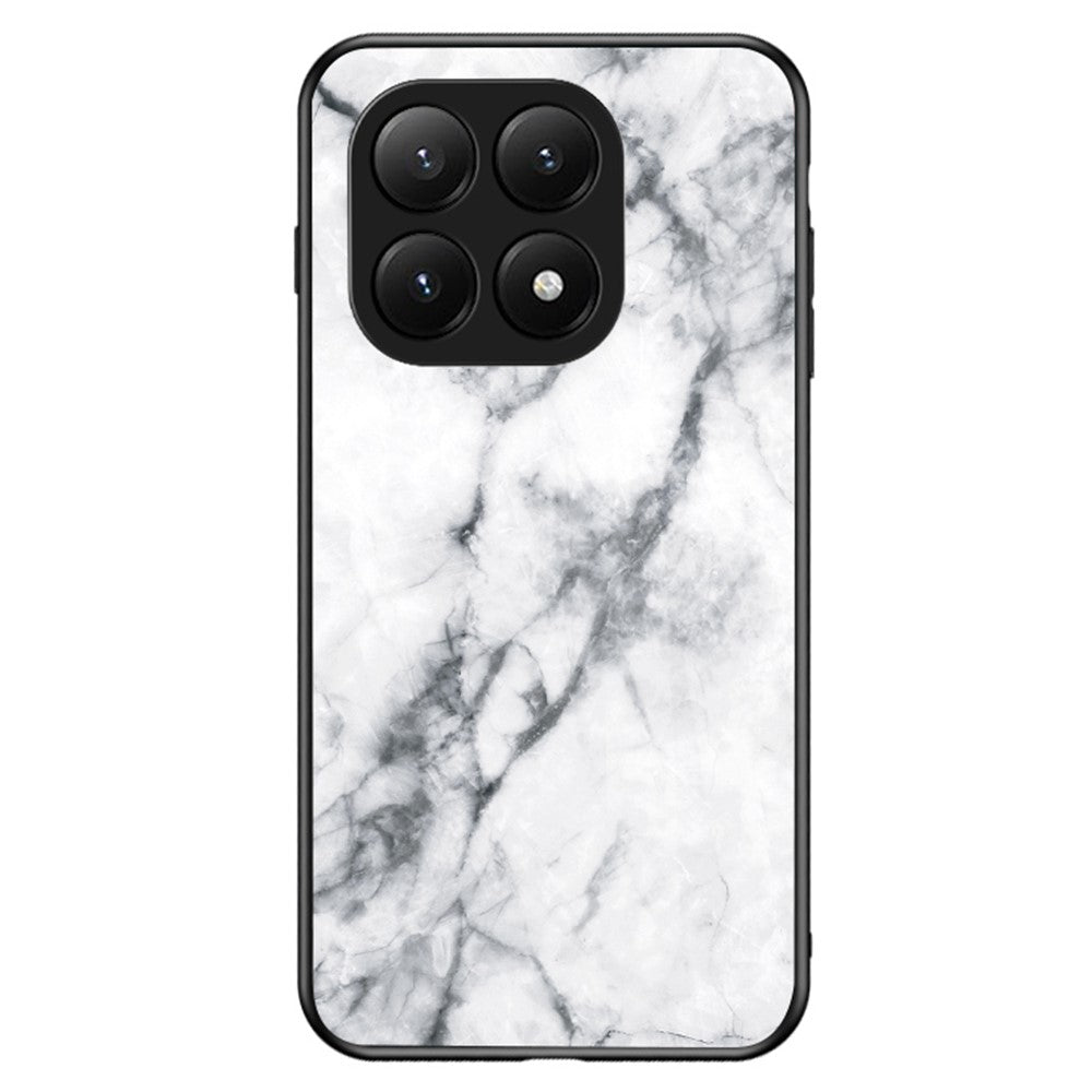 For Xiaomi 15T Pro Case Marble Pattern Tempered Glass + PC + TPU Protective Phone Cover