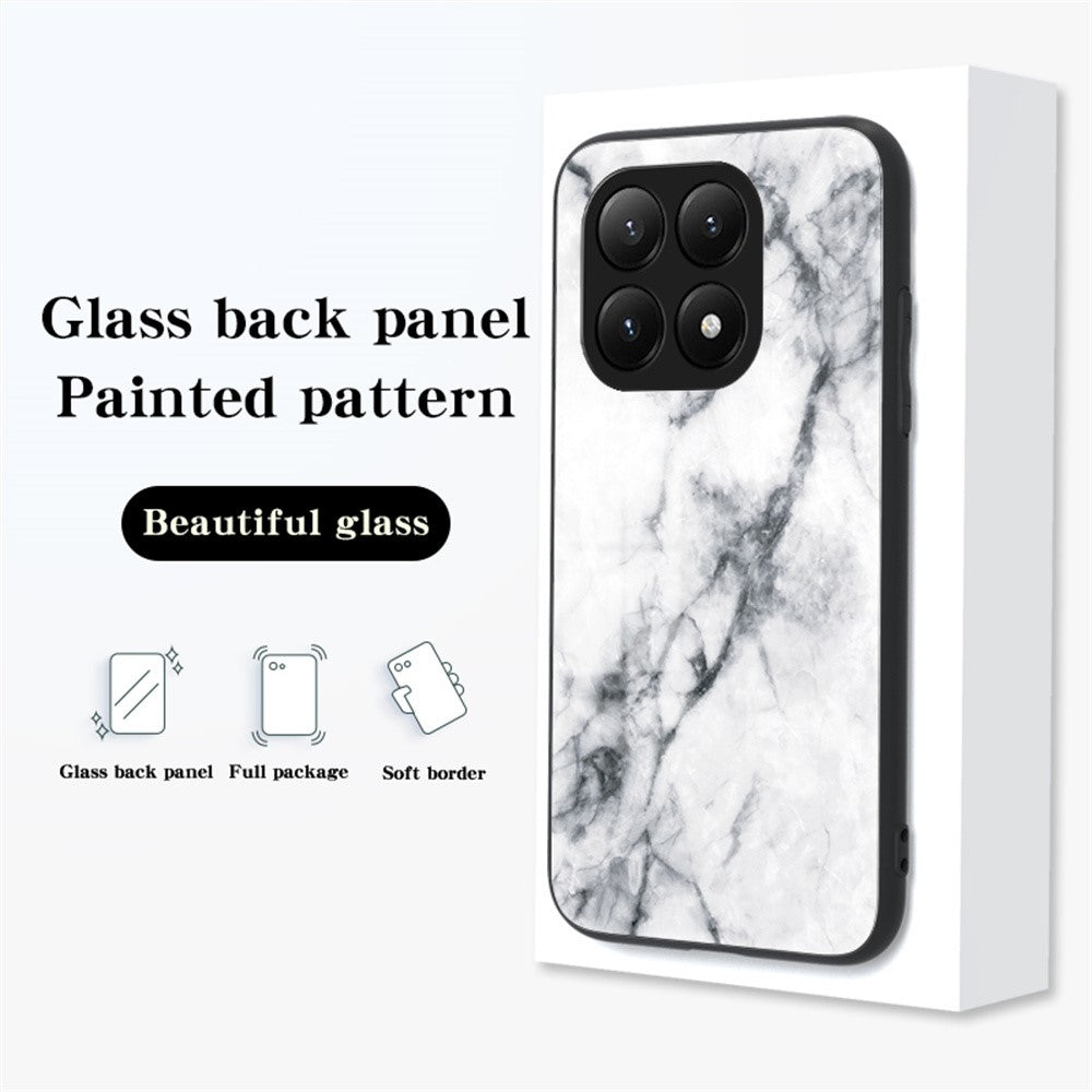 For Xiaomi 15T Pro Case Marble Pattern Tempered Glass + PC + TPU Protective Phone Cover