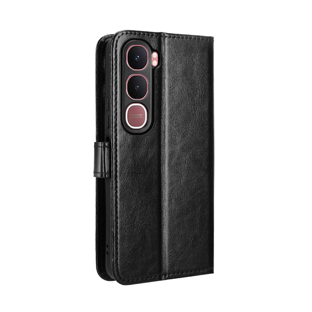 For vivo Y21d / vivo Y31 5G PU Leather Case with Strap Crazy Horse Texture Phone Wallet Cover