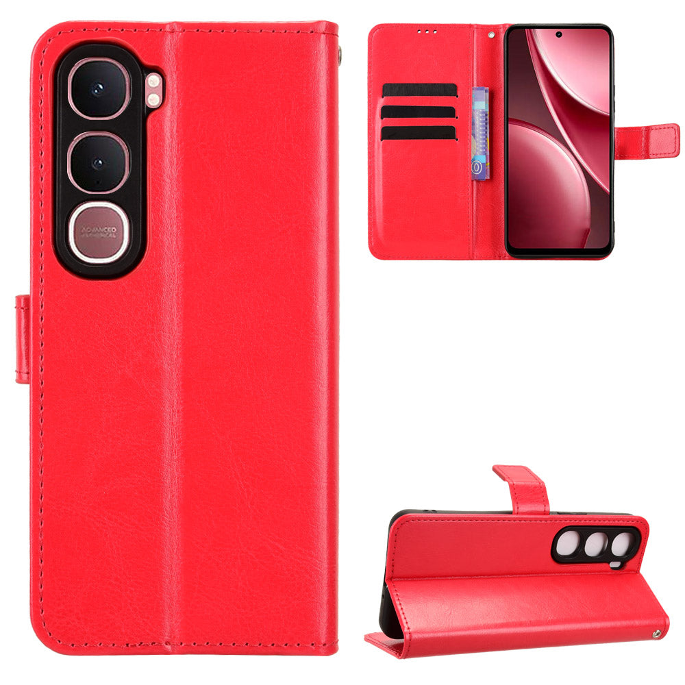 For vivo Y21d / vivo Y31 5G PU Leather Case with Strap Crazy Horse Texture Phone Wallet Cover