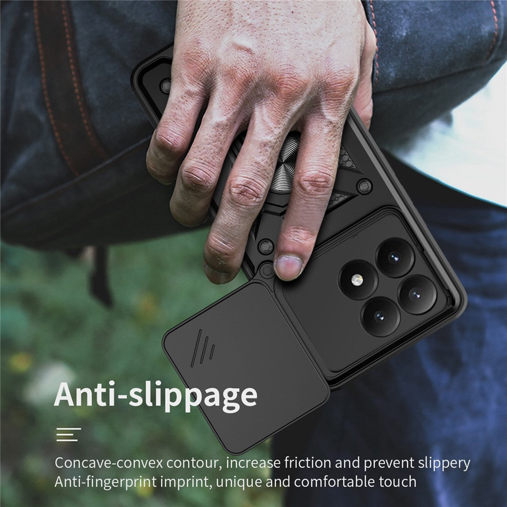 For Xiaomi 15T Case with Slide Camera Lid PC + TPU Kickstand Phone Cover