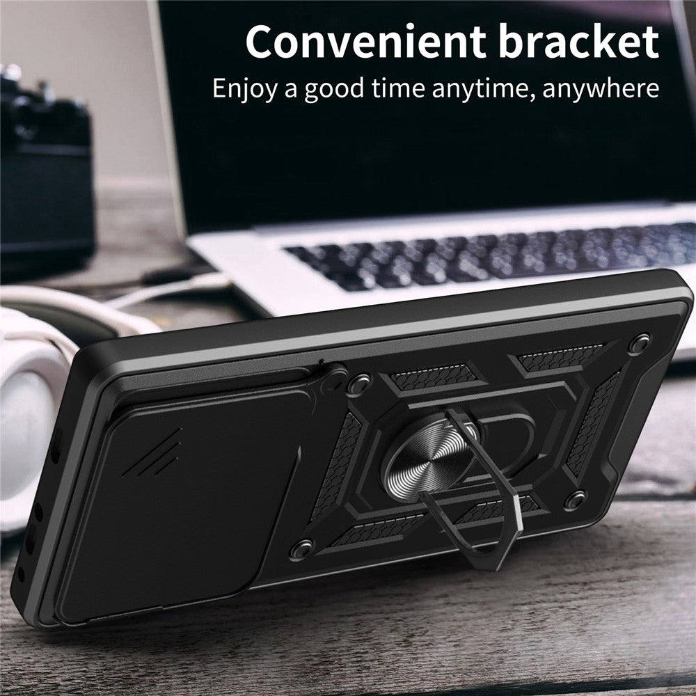 For Xiaomi 15T Case with Slide Camera Lid PC + TPU Kickstand Phone Cover