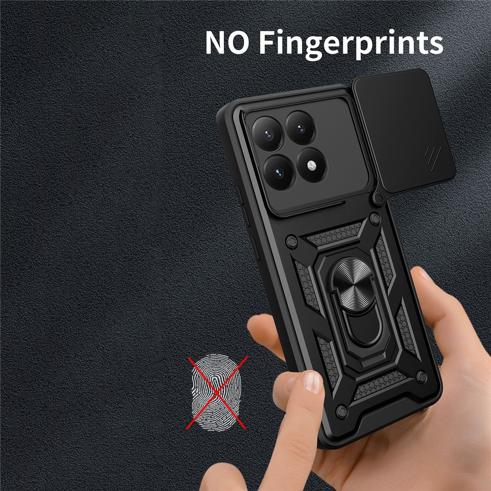 For Xiaomi 15T Case with Slide Camera Lid PC + TPU Kickstand Phone Cover