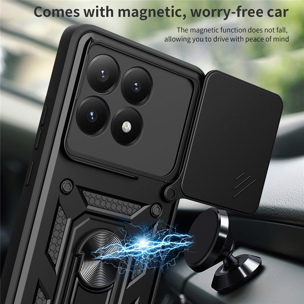 For Xiaomi 15T Case with Slide Camera Lid PC + TPU Kickstand Phone Cover