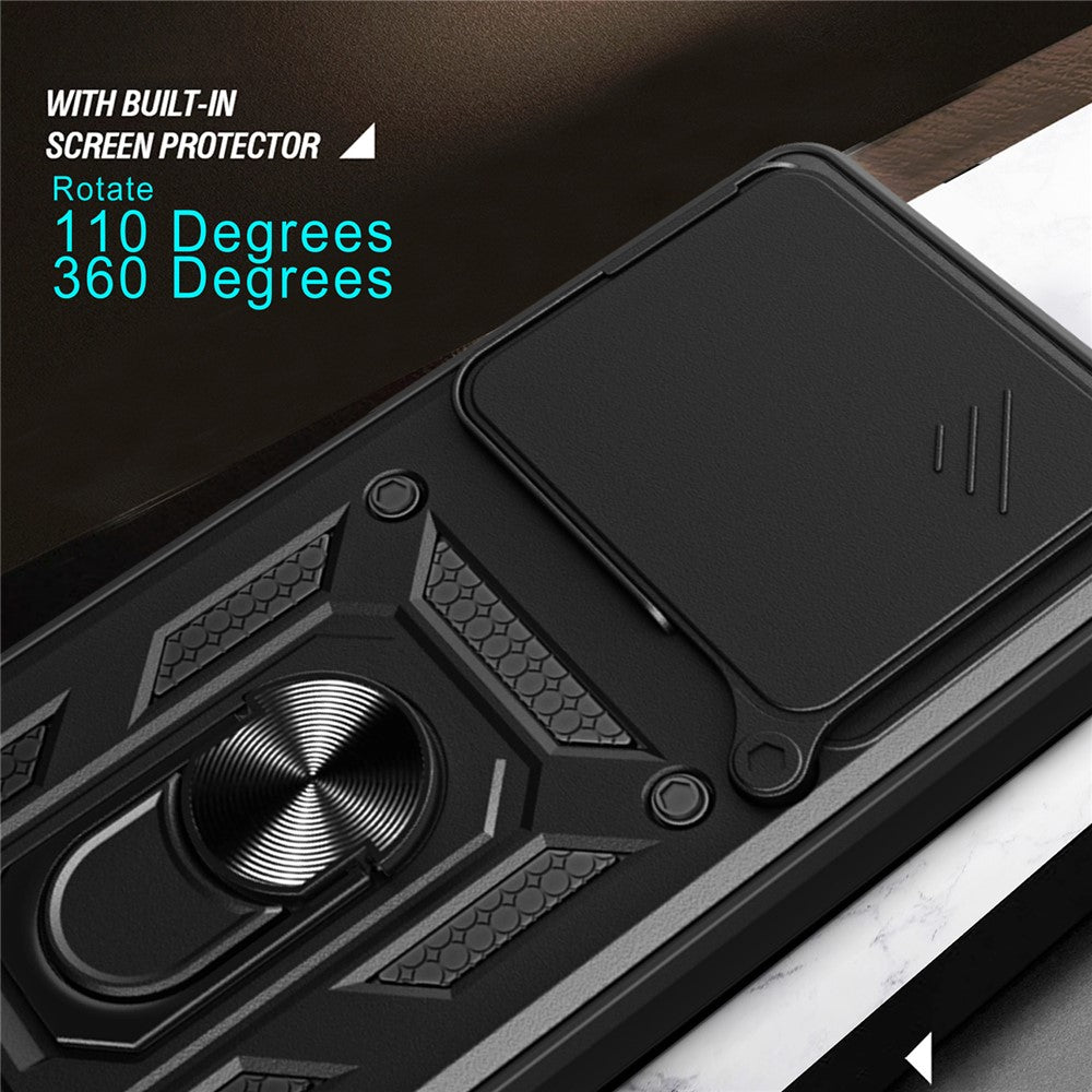For Xiaomi 15T Case with Slide Camera Lid PC + TPU Kickstand Phone Cover