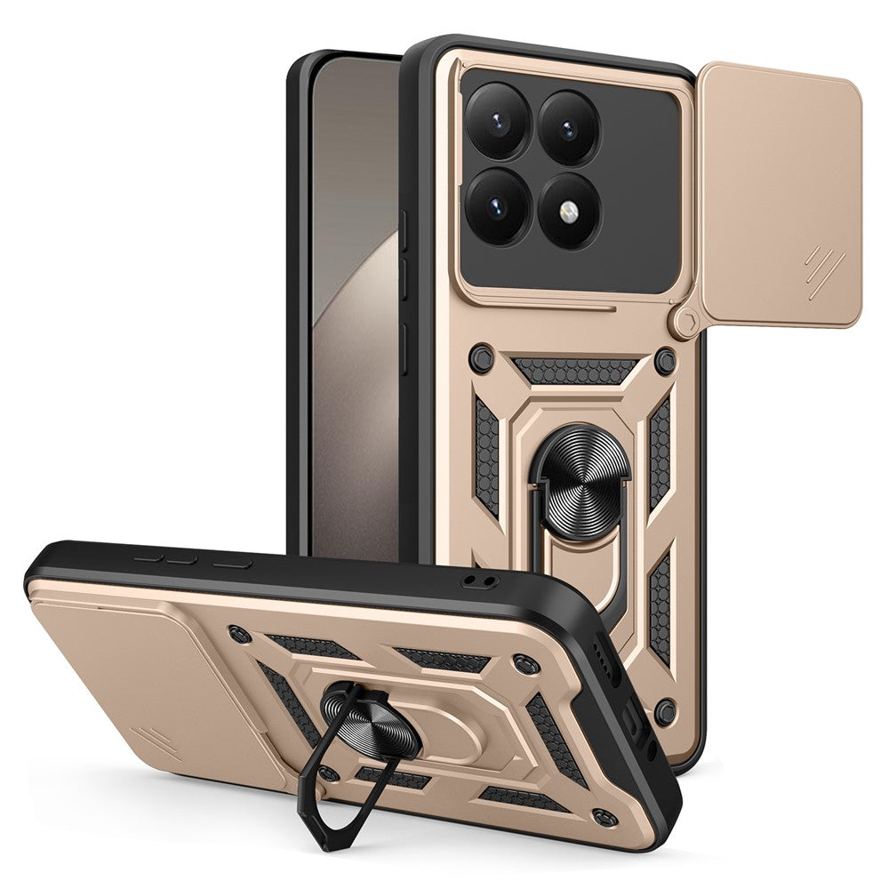 For Xiaomi 15T Case with Slide Camera Lid PC + TPU Kickstand Phone Cover