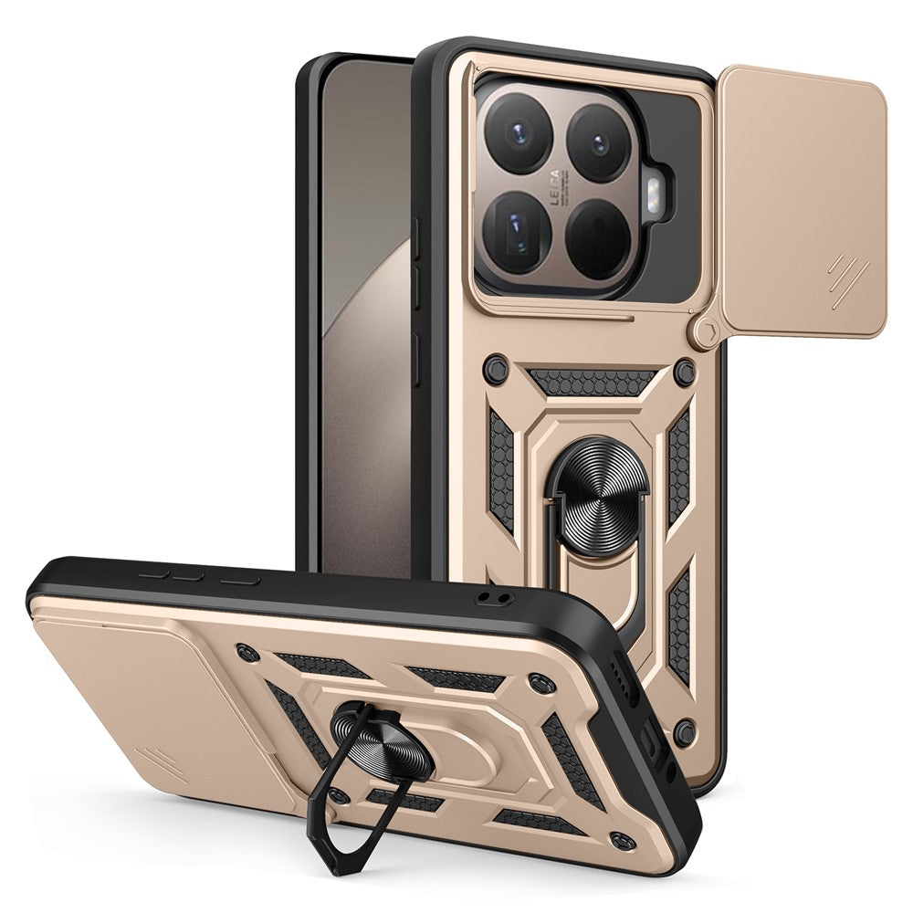 For Xiaomi 15T Pro Case with Slide Camera Lid PC + TPU Kickstand Phone Cover