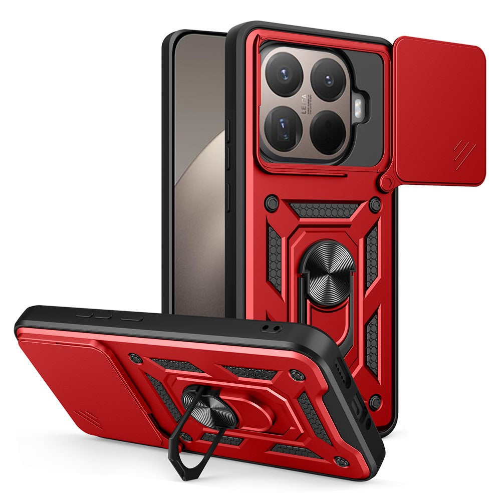 For Xiaomi 15T Pro Case with Slide Camera Lid PC + TPU Kickstand Phone Cover