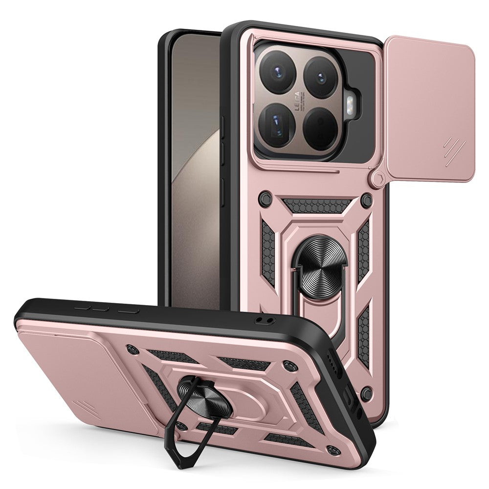 For Xiaomi 15T Pro Case with Slide Camera Lid PC + TPU Kickstand Phone Cover