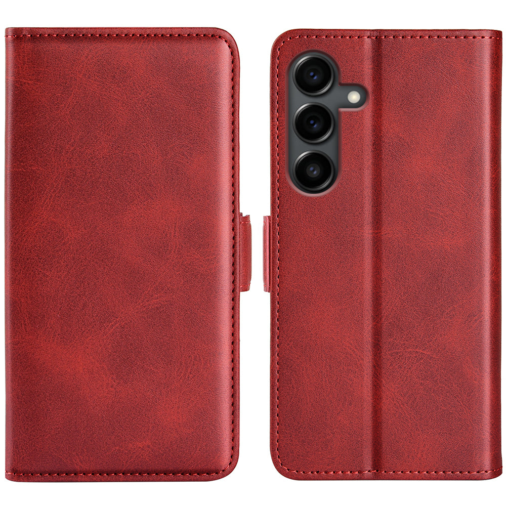 For Samsung Galaxy S25 FE Case Calf Texture Leather Wallet Phone Cover