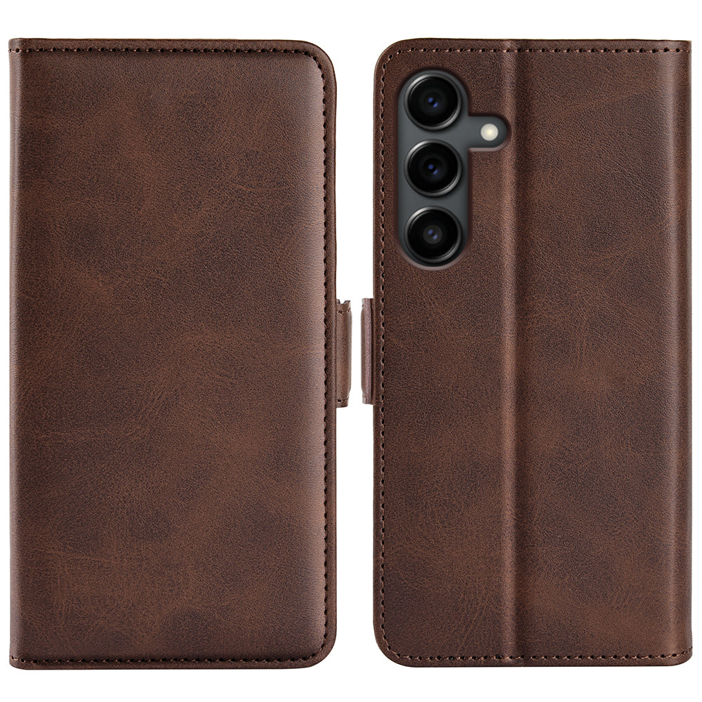 For Samsung Galaxy S25 FE Case Calf Texture Leather Wallet Phone Cover