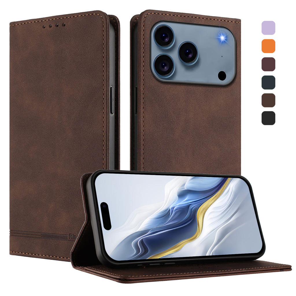 Étui portefeuille RINACASIS RC23 en cuir PU avec protection RFID et support pour iPhone 17 Pro