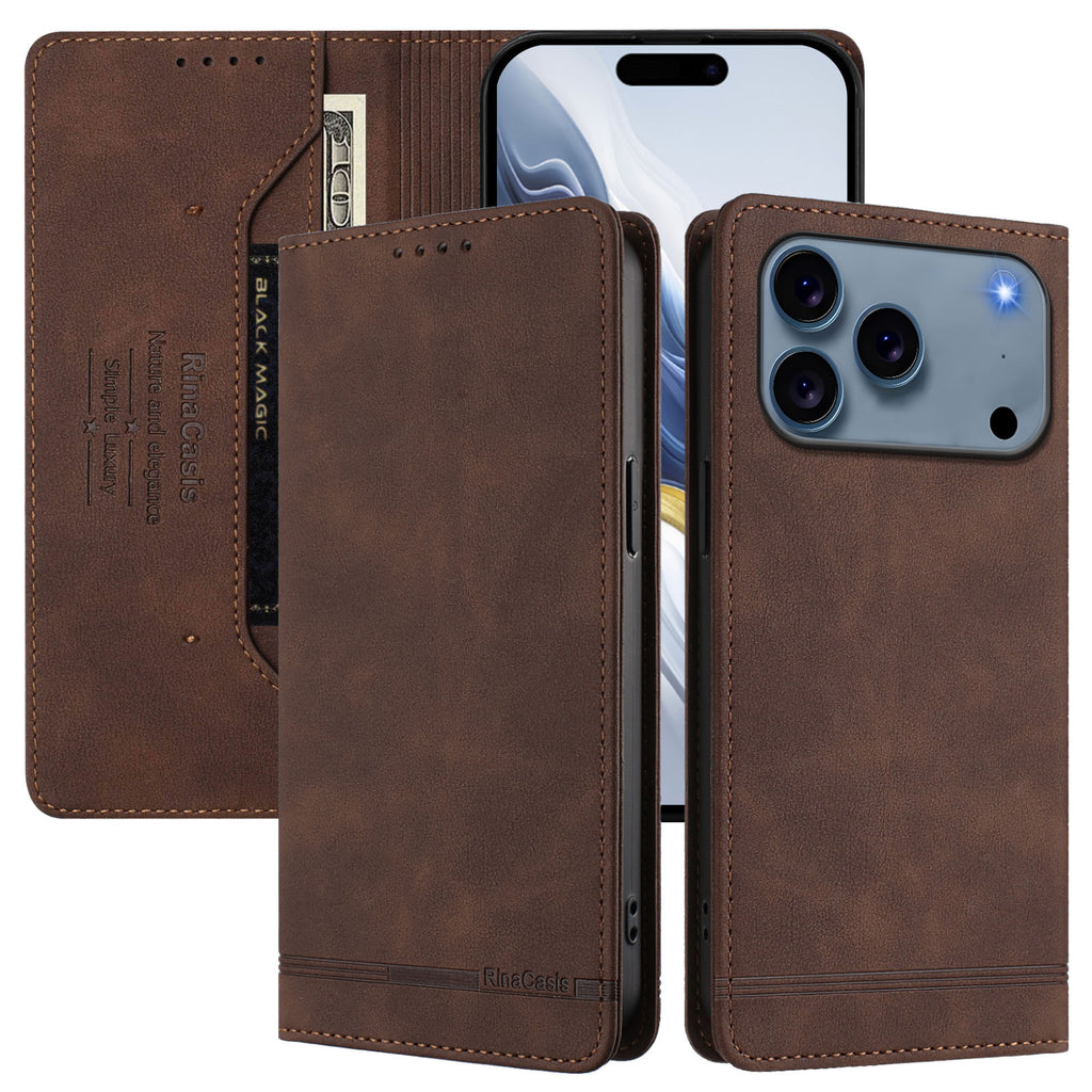 Étui portefeuille RINACASIS RC23 en cuir PU avec protection RFID et support pour iPhone 17 Pro