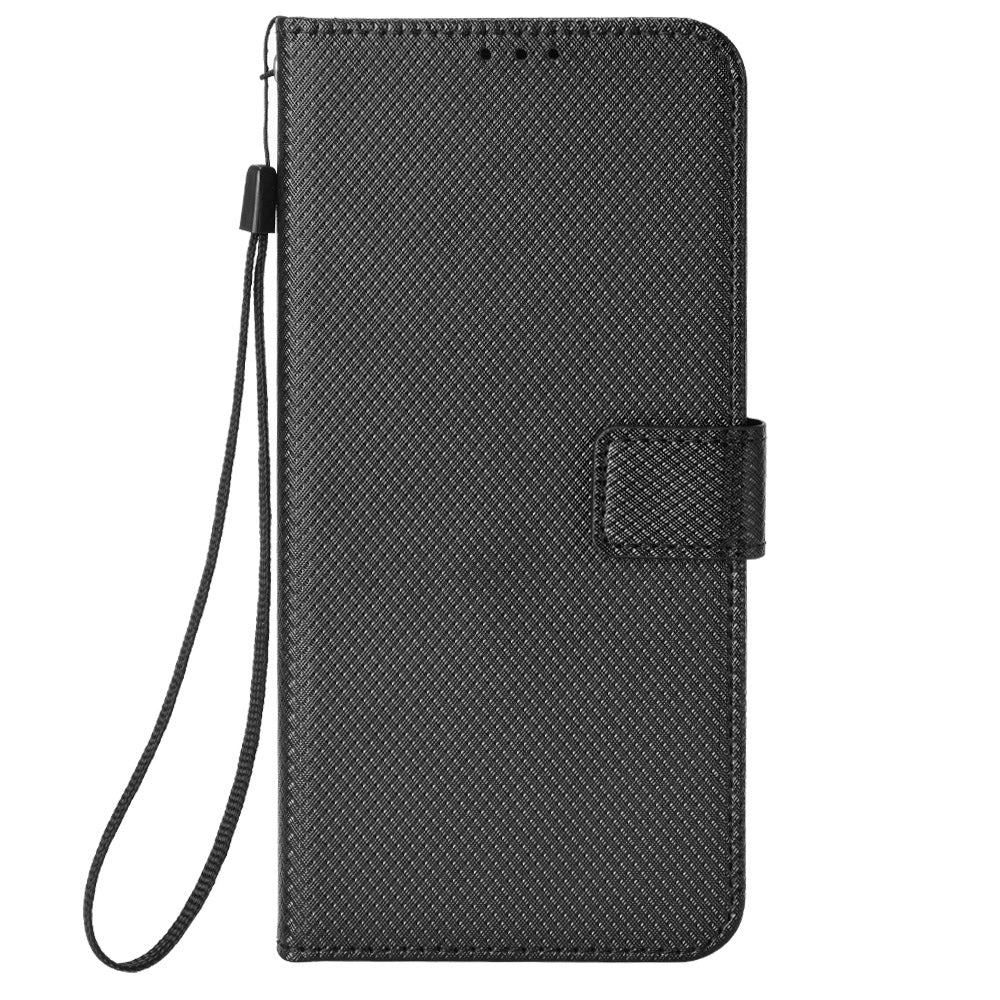 For vivo Y21d / vivo Y31 5G Leather Wallet Case with Strap Diamond Texture Phone Cover