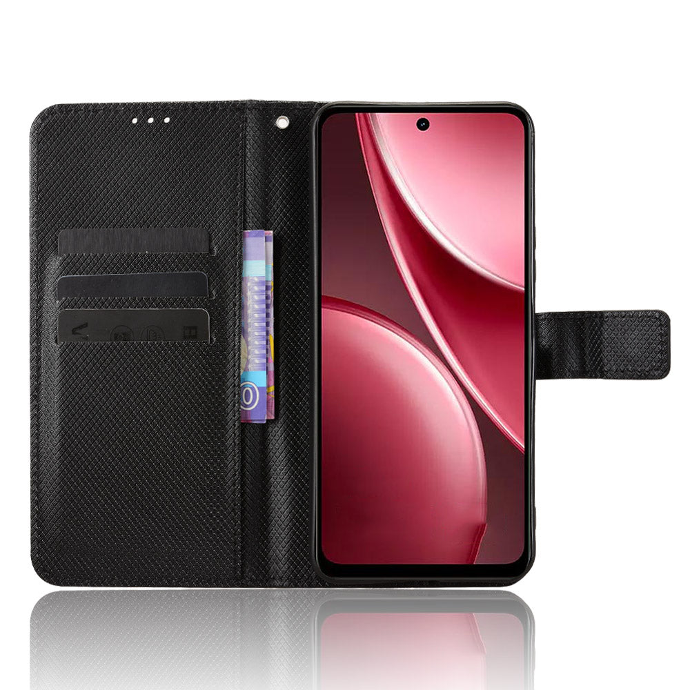 For vivo Y21d / vivo Y31 5G Leather Wallet Case with Strap Diamond Texture Phone Cover