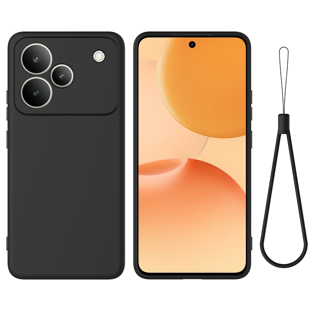 For Realme P4 Pro 5G Liquid Silicone Case Phone Back Cover with Hand Strap